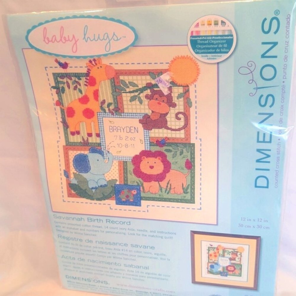 NEW Dimensions Cross Stitch Savannah Birth Record 70-73543 Sealed